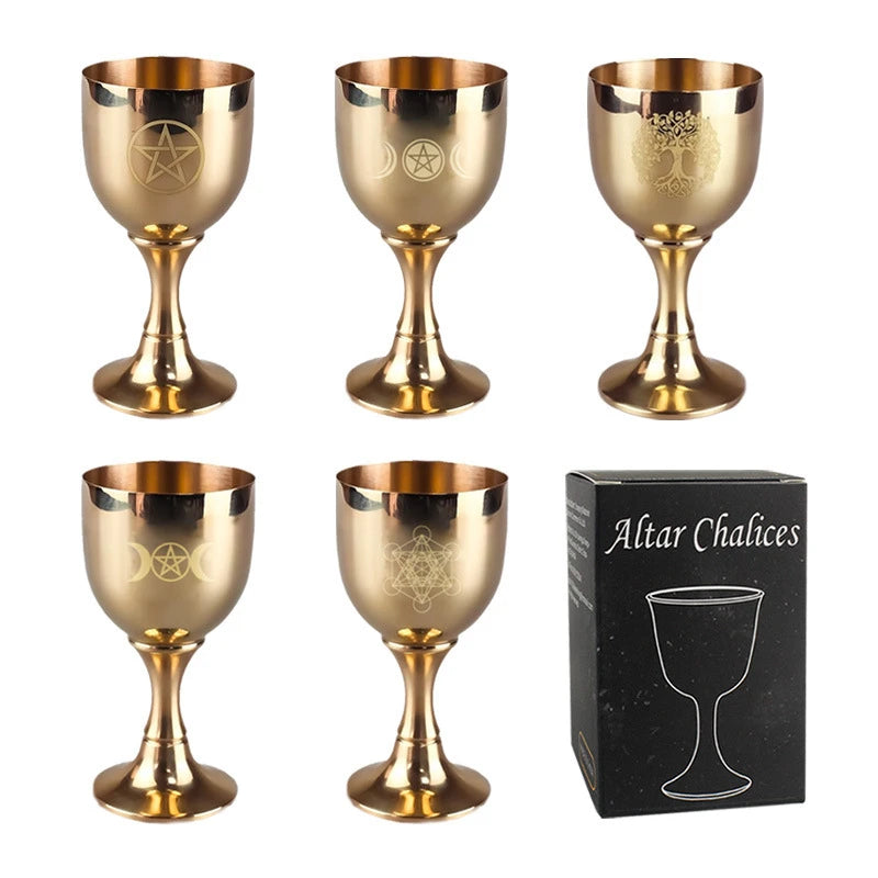 Wicca Copper Chalice - Life Tree Water Blessing Ritual w/ Pentagram & Tarot Details - Handcrafted Jewish New Year Wine Goblet