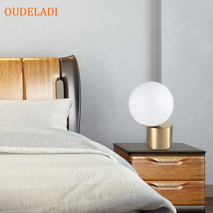 Glass Ball Brass Table Lamps Living Room Bedroom Study Bedside LED Eye Protection Desk Light Home Decor Lighting fixture