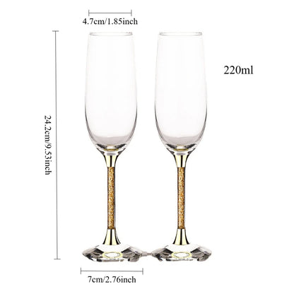 2 Pieces Luxury High-end Diamond Crystal Glass Red Wine Set High Party Wine Glass Drinking Champagne Flute