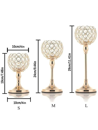Crystal candlesticks for centerpieces, 3-size lamp candlesticks for Christmas, parties, holidays, and home decor