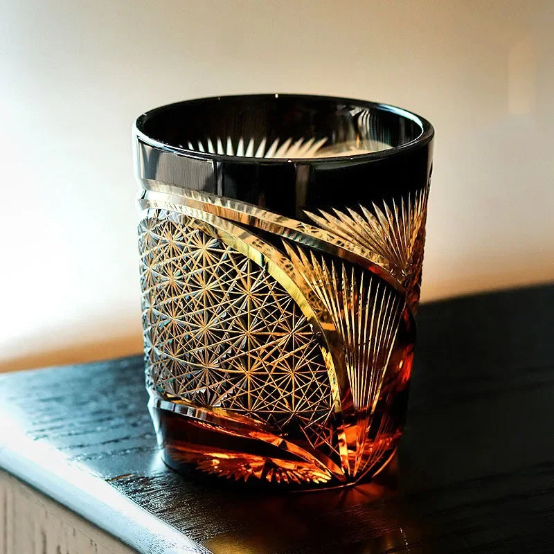 Wine Glasses Luxe Handmade Chrysanthemum Glass Wine Set Edo Kiriko Whisky Glass Japanese Carved Wedding Wine Glasses Vintage Cup