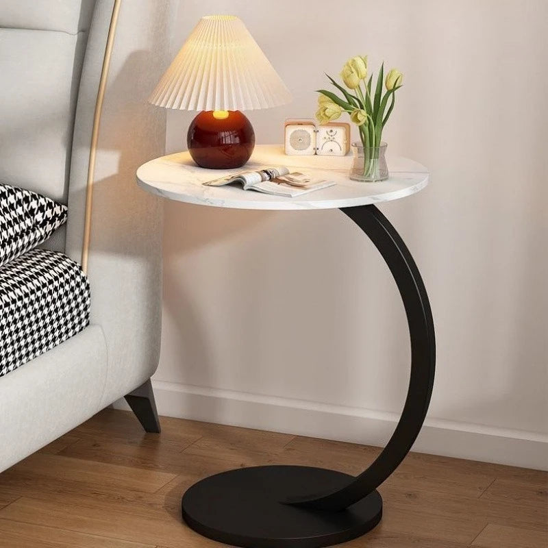 Round Edge Coffee Table with Double Shelf – view 5, modern home furniture