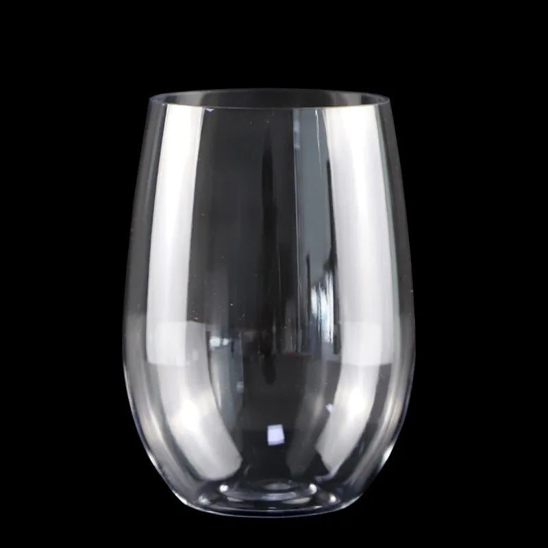 12PCS Stemless Dispossable Wine Glasses 16 Ounce Smooth Rim Plastic Tumblers for Red White Wine Juices Water Dishwasher Safe