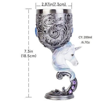 Dragon Wine Glass Unicorn Resin Stainless Steel Goblet Wolf Cocktail Glasses Cat Whiskey Cup Skull Pub Bar Drinkware Decoration
