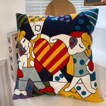 Embroidery Abstract Pillowcase Cotton Cushions Covers Picasso Decorative Throw Pillows Covers for Sofa Living Room Home Decor