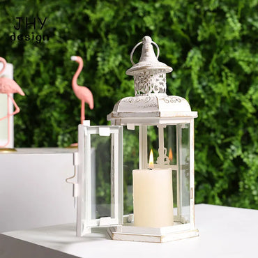 Decorative Candle lantern-10inch High Vintage Style Hanging Lantern Metal Candleholder for Indoor Outdoor Events and Weddings
