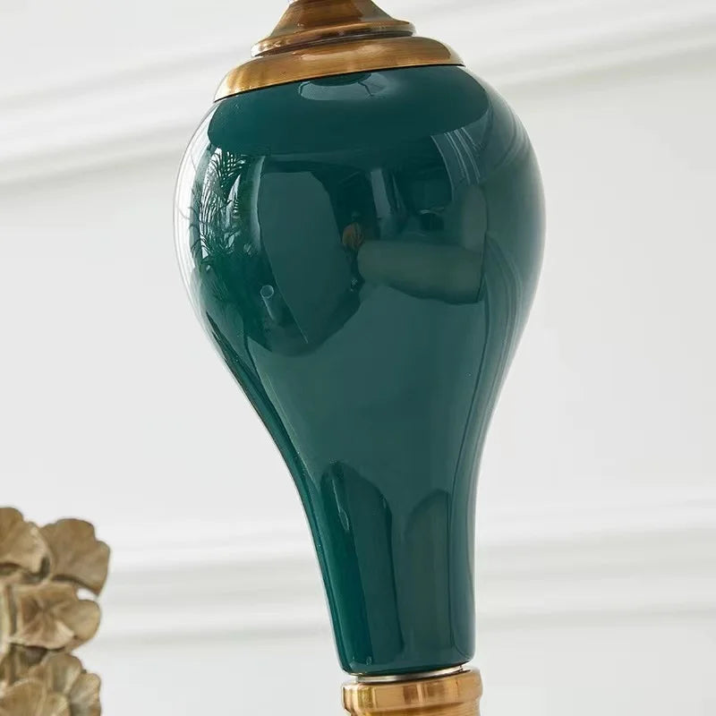 Chinese Style Green Ceramic Table Lamps European Cloth CoverModern Living Room Bedroom Bedside Study E27 Decor Table Lamp EU/AU/