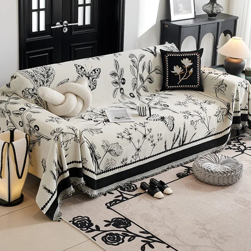 Vintage Flower Thicken chenille Sofa Cover Sofa Blanket simple cushion ins wind sand hair towel fashion lunch blanket Sofa Towel