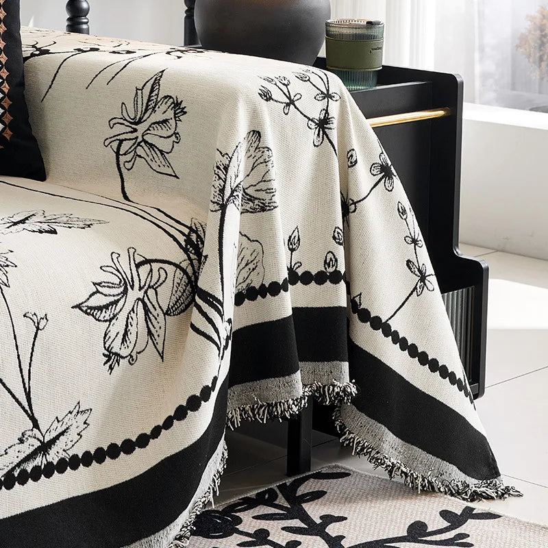 Vintage Flower Thicken chenille Sofa Cover Sofa Blanket simple cushion ins wind sand hair towel fashion lunch blanket Sofa Towel