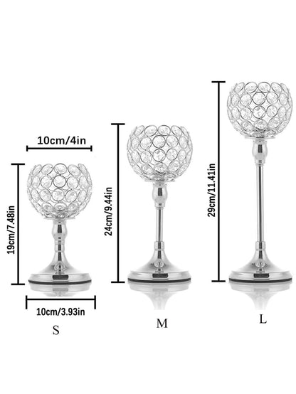 Crystal candlesticks for centerpieces, 3-size lamp candlesticks for Christmas, parties, holidays, and home decor