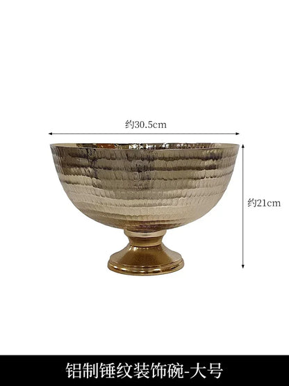 Gold candle holder aluminum hammered pattern decorative bowl round vase vintage home décor living room dining home flower vessel