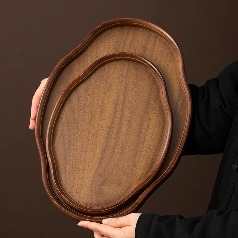 Wooden Decorative Serving Tray for Coffee Table and Home Decor Fruit Platter Decor Trays Serving Ware Food Dish Serving Platters