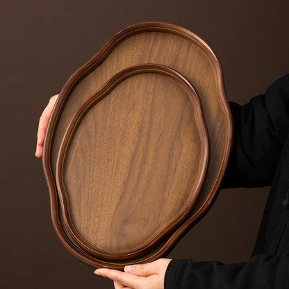 Wooden Decorative Serving Tray for Coffee Table and Home Decor Fruit Platter Decor Trays Serving Ware Food Dish Serving Platters