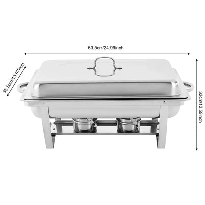 Chafing Dish Buffet Set,Gatherings Self-service Stove Food Plates,410 Stainless Steel Buffet Dishes Set,with 3 Food Compartments
