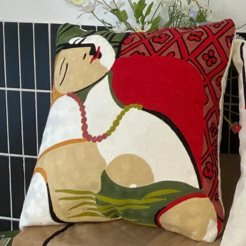 Embroidery Abstract Pillowcase Cotton Cushions Covers Picasso Decorative Throw Pillows Covers for Sofa Living Room Home Decor