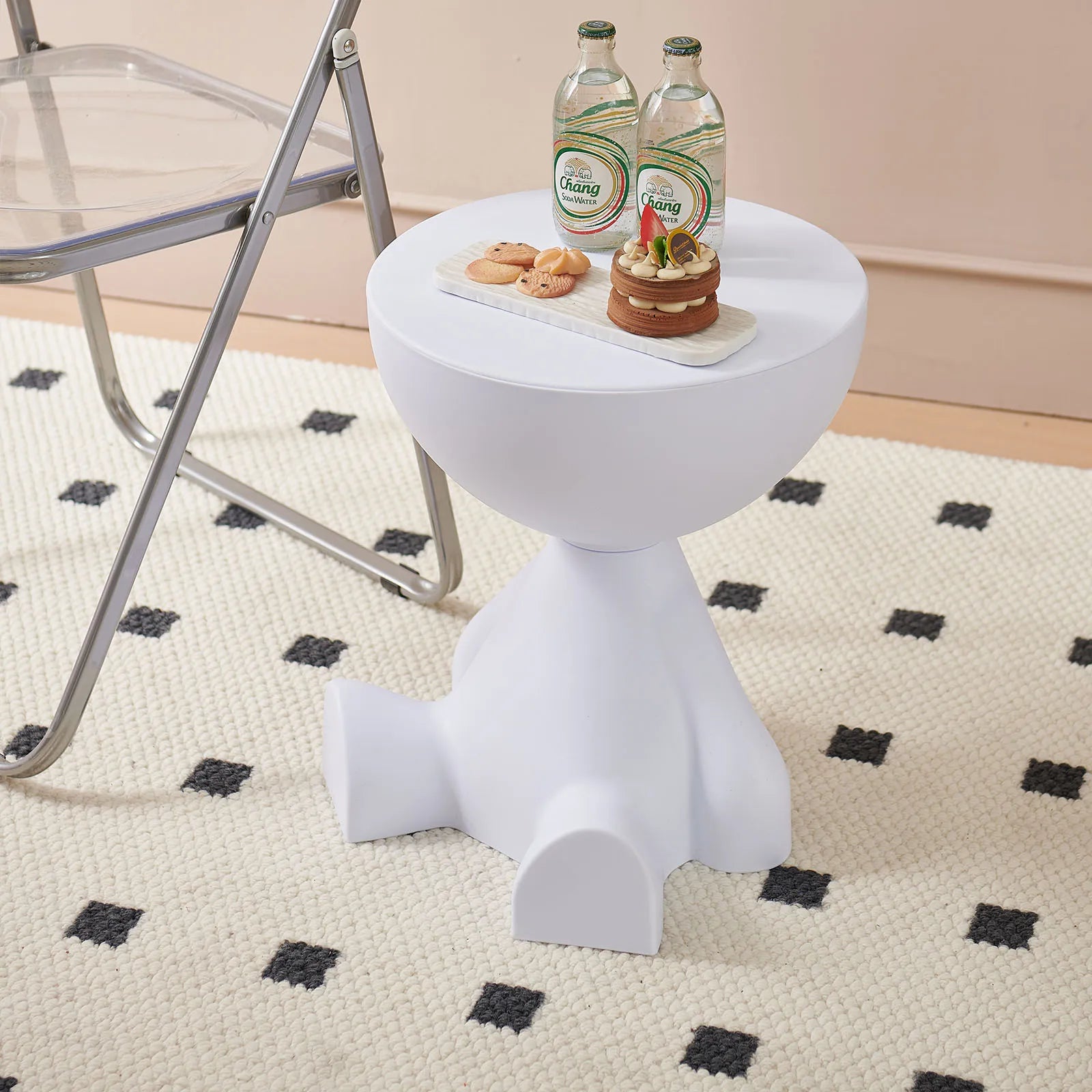 Round Matte Side Table with Hidden Storage – view 17, modern home furniture