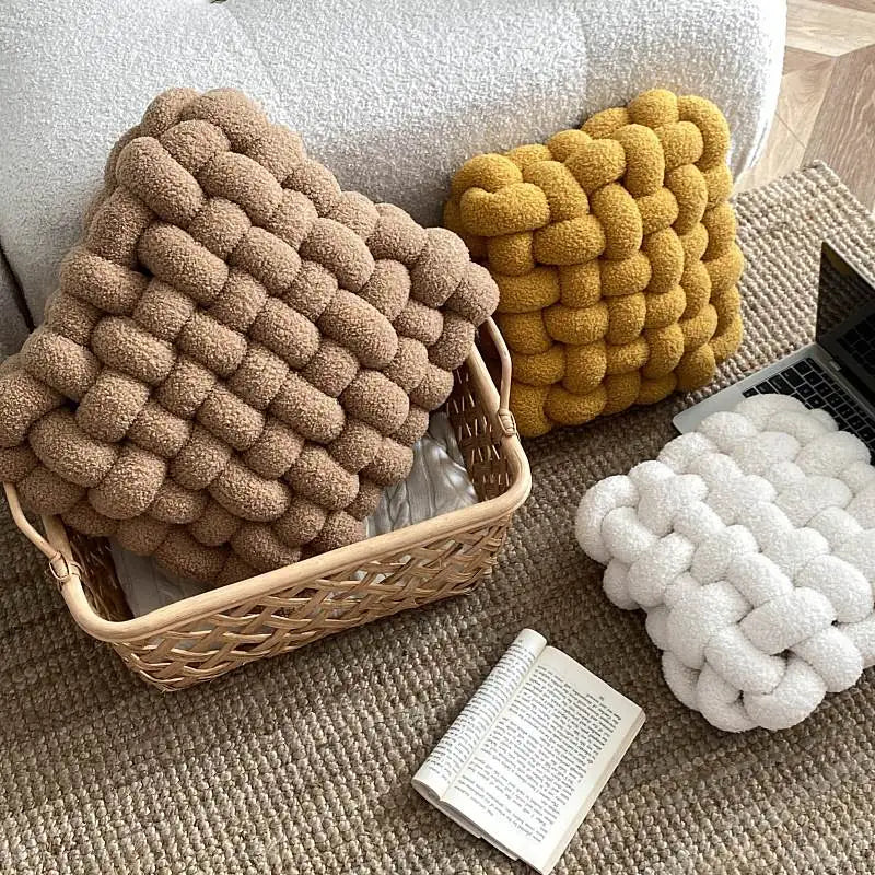 Nordic INS Lamb Velvet Square Woven Chair Pad Sofa  Cuion Plu Pillow Decorative Bay Window Pad Office Area Coffee op