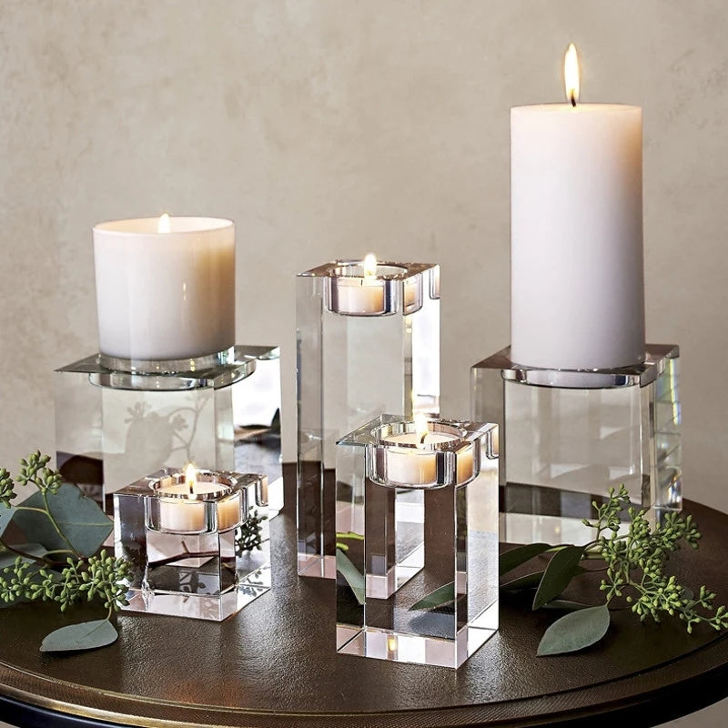 Crystal Glass Creative Romantic Candle Holders Tealight Candlestick Wedding Decorations Home Party Ornaments Desktop Candlestick