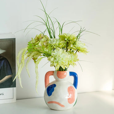 Aesthetic Ceramique Blanc Vase Rustic Kawaii Modern Minimalist Vase Bedroom Ornaments Vasi Per Fiori Home Decoration Living Room