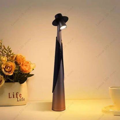 Fashionable Man Lamp USB Rechargeable Tricolored LED Desk Lamp Elegant Slim Stick Light Unique Portable Dimmable Reading Lamp