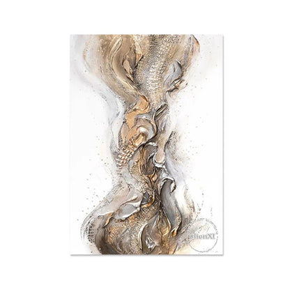 Gold Abstract Luxury Canvas Poster Art, Handmade Unframed Oil Painting, Wall Artwork on Canvas, Big Size Panel