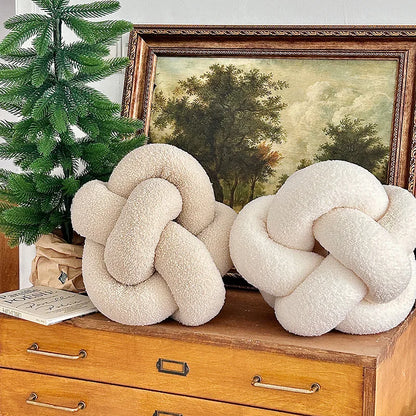 Knotted Ball Pillow Lamb Velvet Pillow Sofa Pillow Living Room Single-standed Octagonal Cushion Bed Backrest