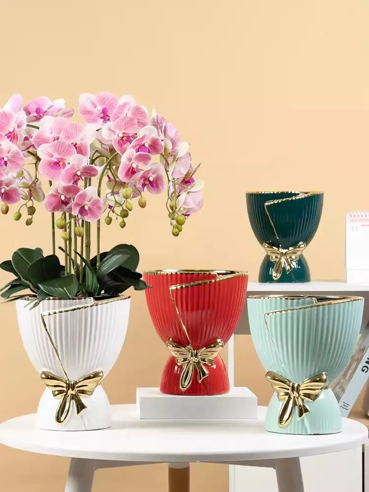 Nordic New Style Ceramic Vase Plants Bonsai Pots Home Decoration Creative Personality Tulip Large Pots
