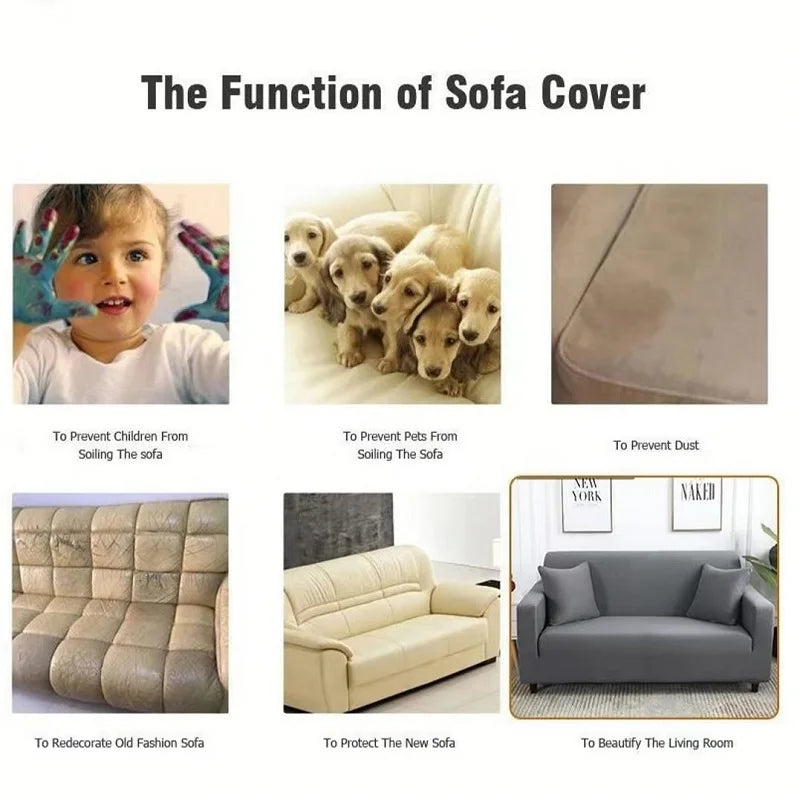 1/2/3/4 Seater Seersucker Sofa Slipcover High Stretch Couch Cover Thick Corner Sofa Protector Elastic Corner Couch Covers