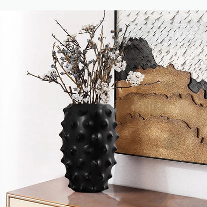 Abstract Black Ceramic Vase Sea Cucumber Pineapple Irregular Flower Vase Ceramic Crafts Home Decoration Accessories