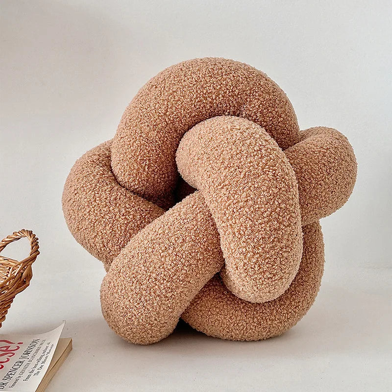 Knotted Ball Pillow Lamb Velvet Pillow Sofa Pillow Living Room Single-standed Octagonal Cushion Bed Backrest