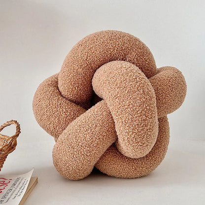 Knotted Ball Pillow Lamb Velvet Pillow Sofa Pillow Living Room Single-standed Octagonal Cushion Bed Backrest