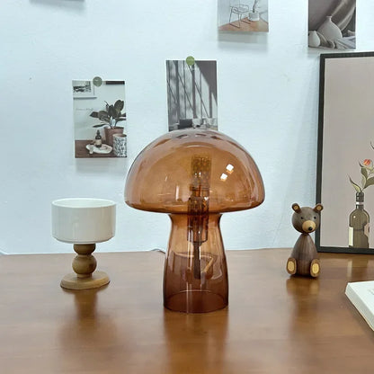 Retro Mushroom Glass Table Lamp Creative Decoration Atmosphere Night Light Minimalist Bedroom Bedside Lamp