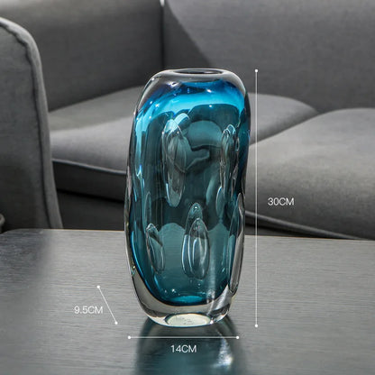 Water Blue Bubble Glass Vase Transparent Hydroponic Flower Pots Desk Decoration Flower Arrangement Floral Vases Modern Decor