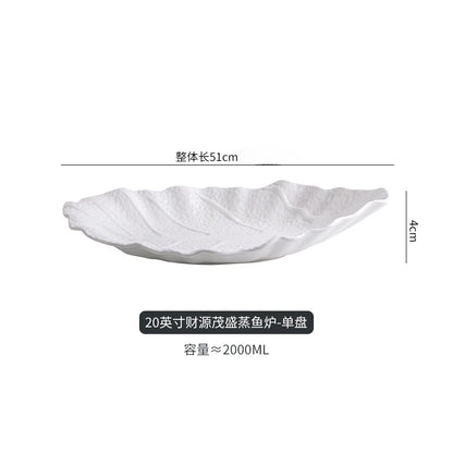 Large Irregular Fish Plate Household Cauldron Bowl Heating and Insulation Plate Ceramic Hotel Tableware Soup Plate