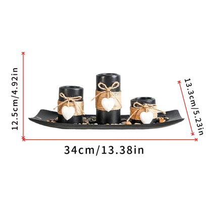 1PC Wooden Tray Candle Holder Set Candle holder for dining table candle holder decoration, wedding tea wax stand for office home