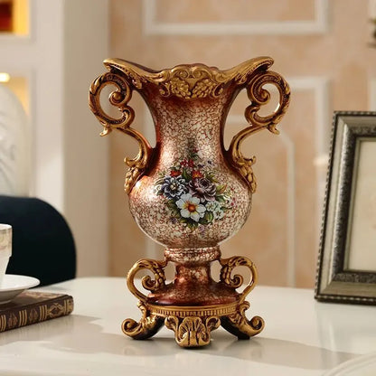 30CM European Resin Vase Stereoscopic Dried Fowers Arrangement Wobble Plate Living Room Entrance Ornaments Home Decorations