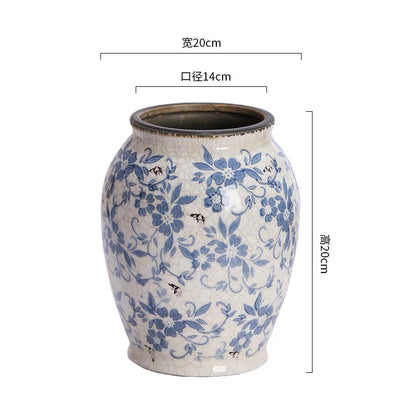 Blue And White Porcelain Vases Flower Arrangements Living Room Decorations Chinese Style Ceramic Home Decoration Retro Porcelain