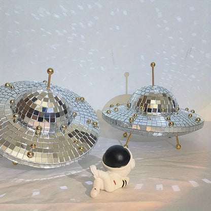 Disco Ball UFO Ornaments Miniature Creative Sculptures Elegant Retro Ornaments Aesthetic Table Accessories Home Decorations
