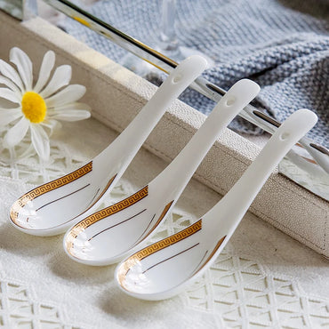 6-piece set, bone china, creative design chinese rice scoop spoon set, korean ice cream ladle, japanese soup spoon, cute spoons