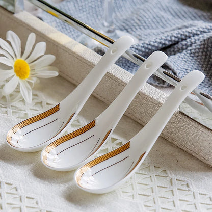 6-piece set, bone china, creative design chinese rice scoop spoon set, korean ice cream ladle, japanese soup spoon, cute spoons
