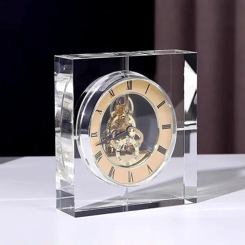 Nordic Crystal Silent Table Clock Aesthetic Tabletop Clocks Luxury Gaming Room Decoration Furniture Accessories Products 2024