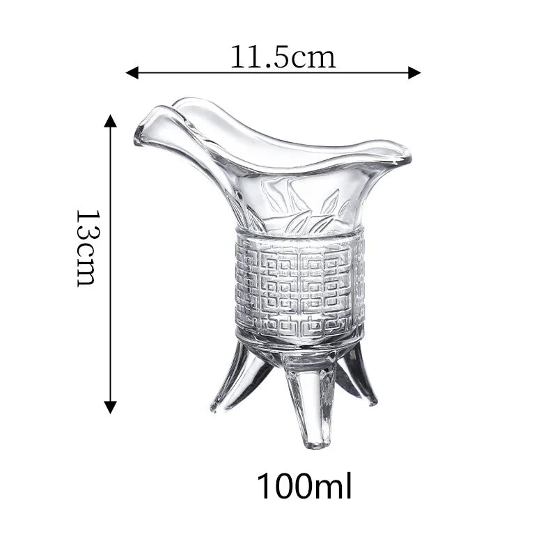 2pcs Sets Creative Liquor Cup Personalized Ancient Imperial Wine Cup 100ml Antique Wine Glass Art Design Three Legged Glass Cup
