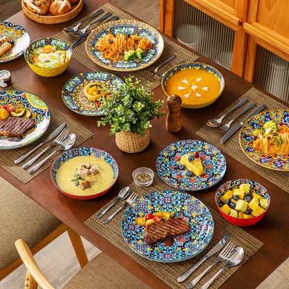 vancasso 6-24 Piece Ceramic Dinnerware Set Stoneware Bohemian Style Dinnerware with Dinner/Dessert Plate/Cereal/Pasta Bowl For 6
