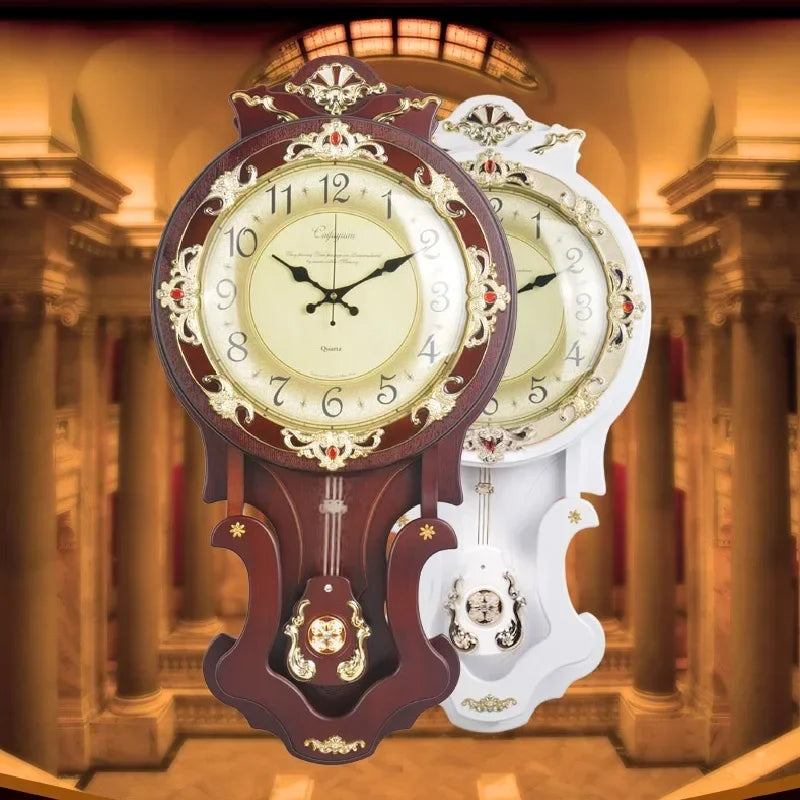 Wood Vintage Wall Clocks Silent Pendulum Clock Nordic Large Home Decor Watches Living Room Luxury Art Decoration Accessories