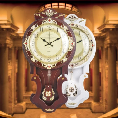 Wood Vintage Wall Clocks Silent Pendulum Clock Nordic Large Home Decor Watches Living Room Luxury Art Decoration Accessories