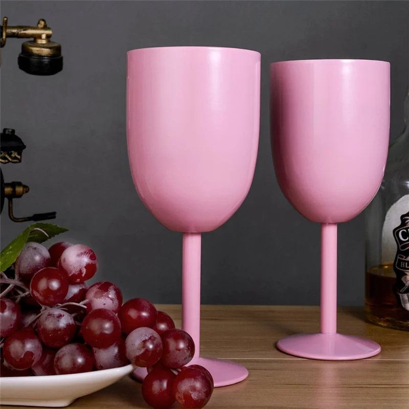 Practical-2PCS Insulated Pink Wine Glasses Double Wall Food Grade Stainless Steel Travel Wine Cup With Leak Proof Lid For Adult,