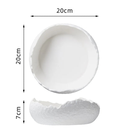 Ceramic Eggshell Bowl Dessert Bowl Advanced Fine Fruit Salad Cold Dishes Bowl Hotel Tableware Molecular Cuisine