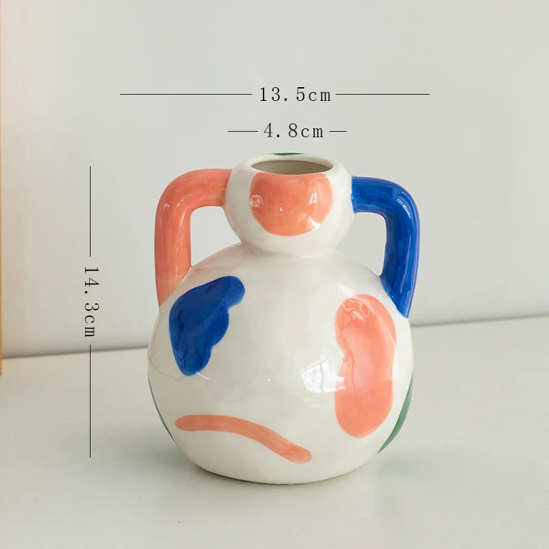 Aesthetic Ceramique Blanc Vase Rustic Kawaii Modern Minimalist Vase Bedroom Ornaments Vasi Per Fiori Home Decoration Living Room