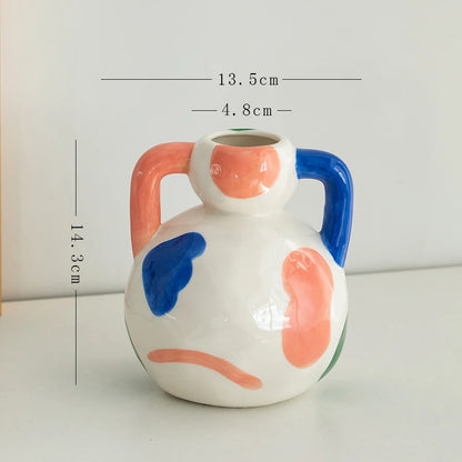 Aesthetic Ceramique Blanc Vase Rustic Kawaii Modern Minimalist Vase Bedroom Ornaments Vasi Per Fiori Home Decoration Living Room