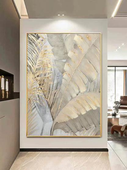 Nordic Gold Leaf Huge Size Picture Hand Painted Abstract Oil Painting On Canvas Wall Art For Living Room Home Decor No Frame